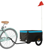 Vidaxl fietstrailer 30 kg ijzer zwart en blauw