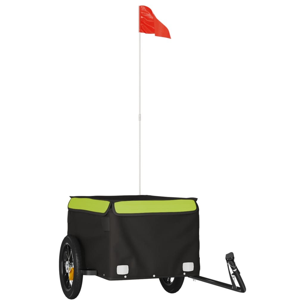 Vidaxl fietstrailer 30 kg ijzer zwart en groen