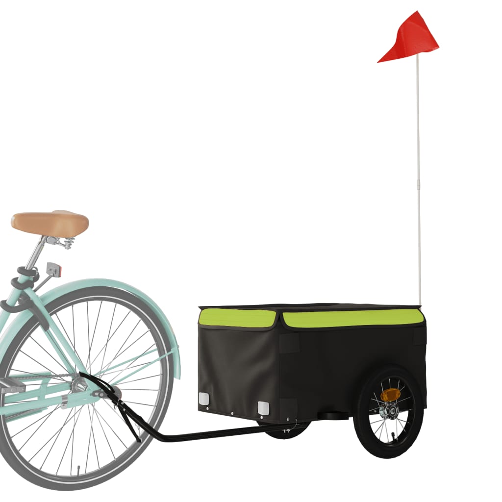 Vidaxl Bicycle Trailer 30 kg de fer noir et vert