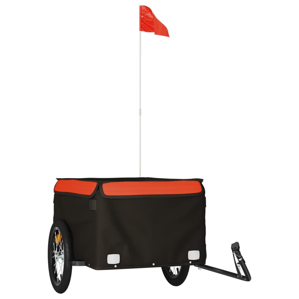 Trailer Vidaxl Bicycle 45 kg di ferro nero e arancione