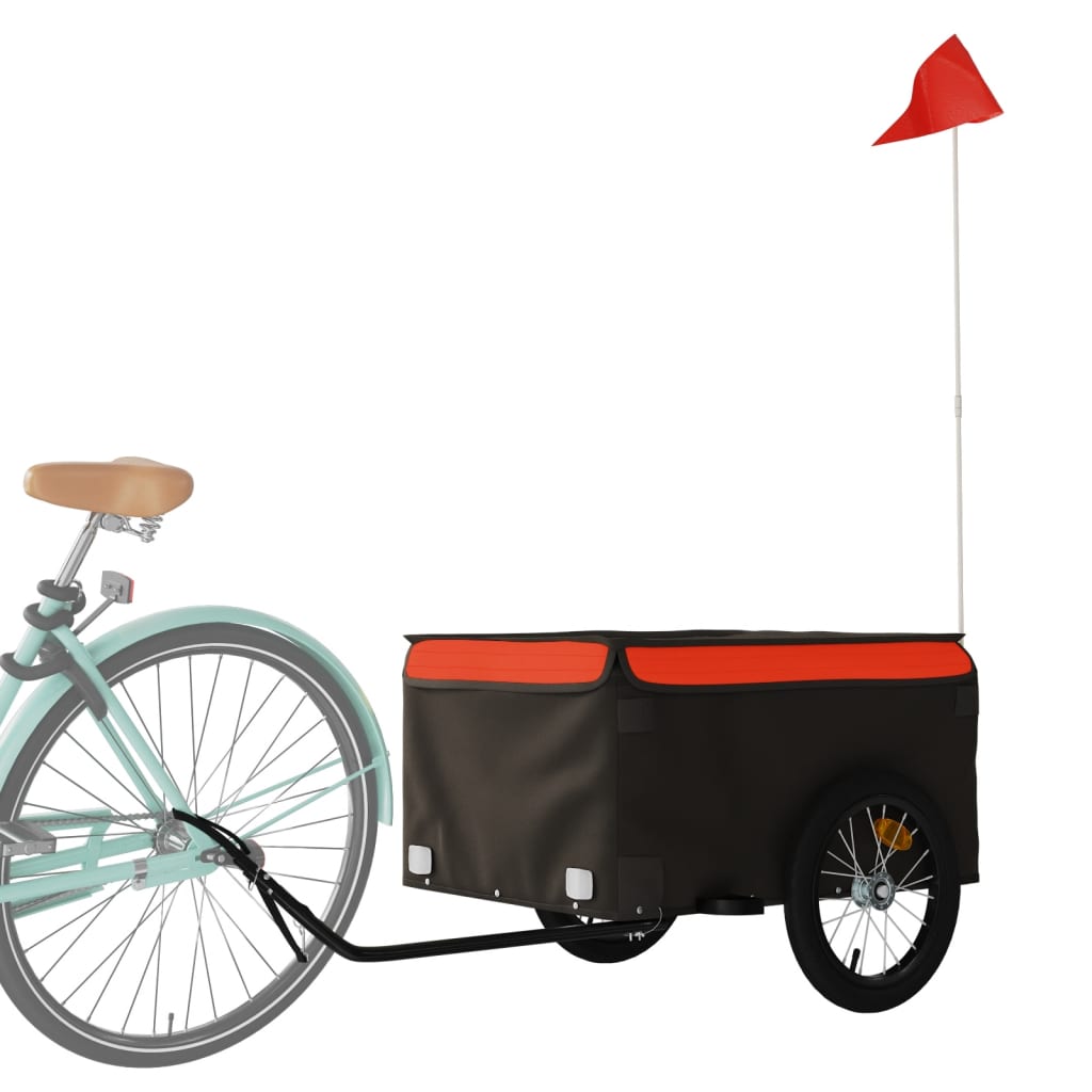 Vidaxl Bicycle Trailer 45 kg jern svart og oransje