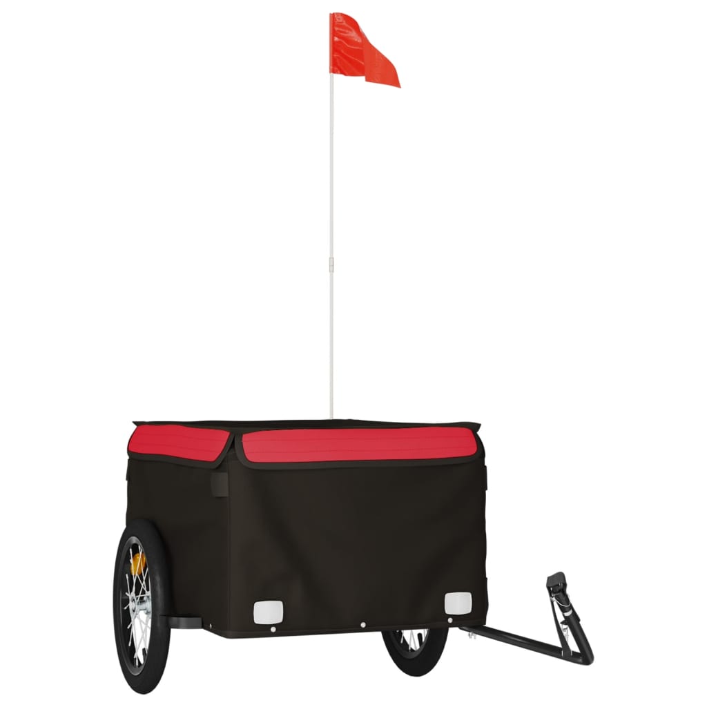 Vidaxxl remorque à vélo 45 kg fer noir et rouge