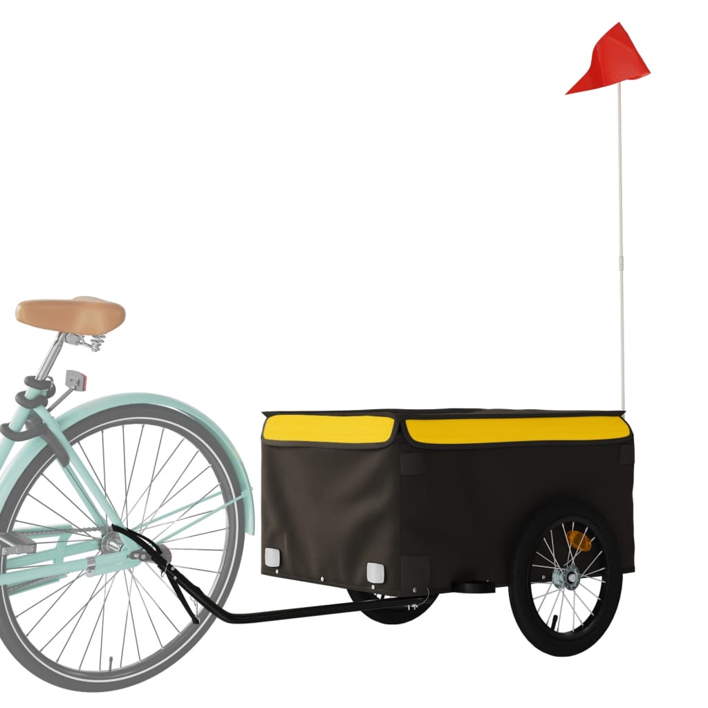 Trailer Vidaxl Bicycle 45 kg di ferro nero e giallo