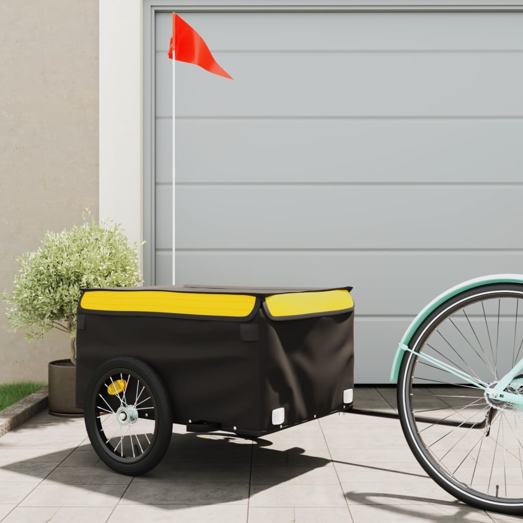 Trailer Vidaxl Bicycle 45 kg di ferro nero e giallo