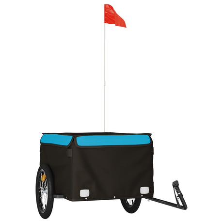 VidaXL remorque à vélo 45 kg fer noir et bleu
