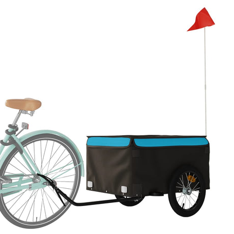 VidaXL remorque à vélo 45 kg fer noir et bleu