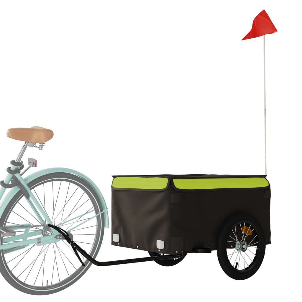 VidaXL remorque à vélo 45 kg fer noir et vert