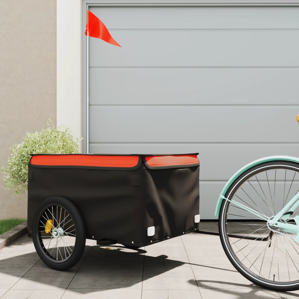 Vidaxl Bicycle Trailer 45 kg jern svart og oransje