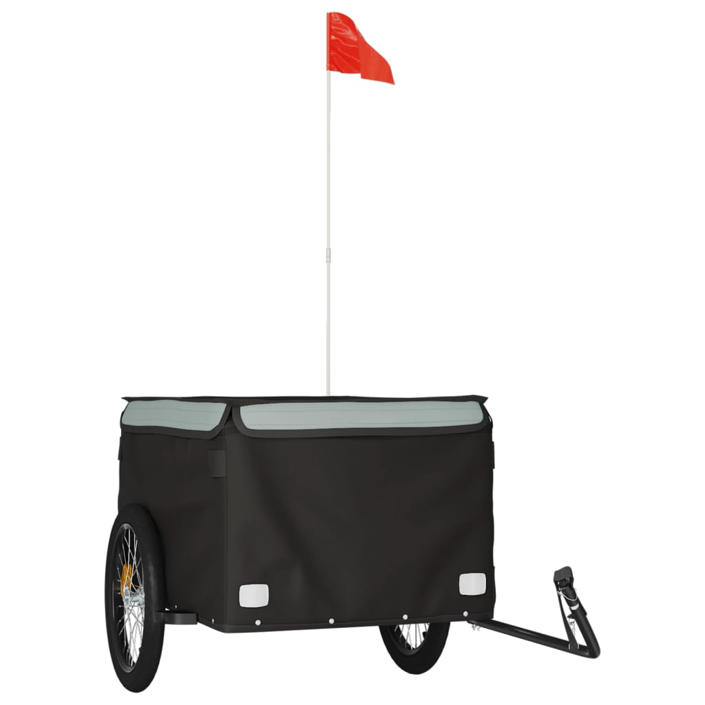 VidaXL Fietstrailer 45 kg ijzer zwart en grijs