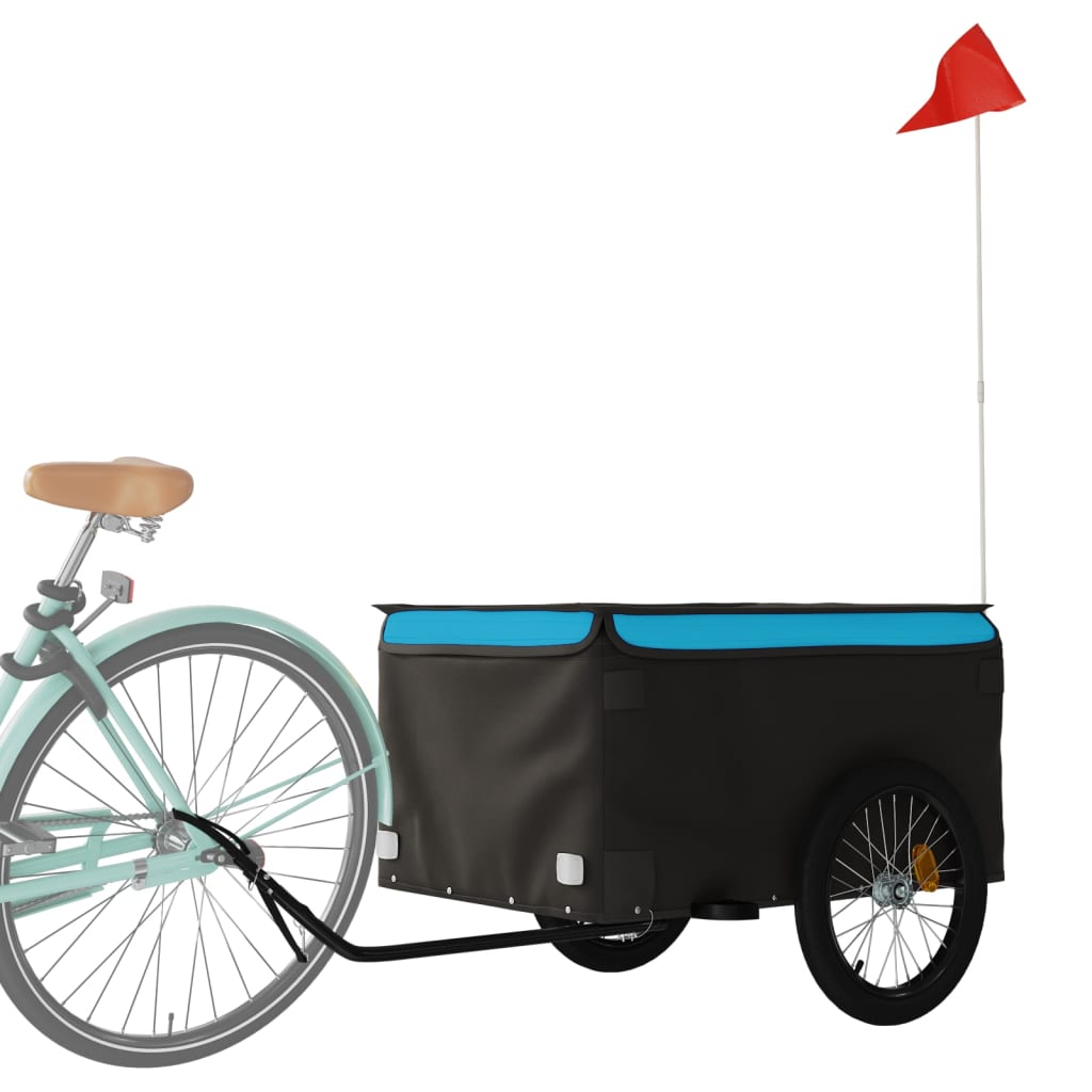 Vidaxl Bicycle Trailer 45 kg de fer noir et bleu