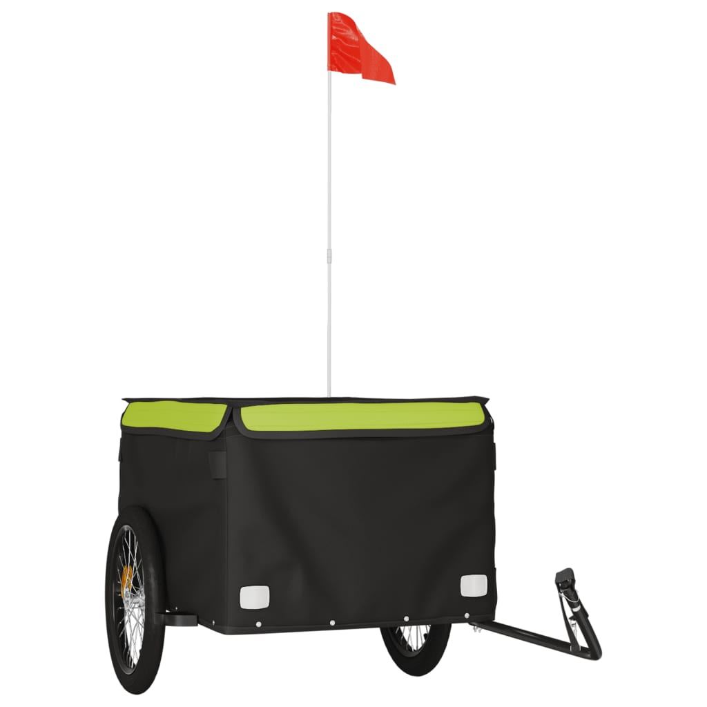 Vidaxl Bicycle Trailer 45 kg de fer noir et vert