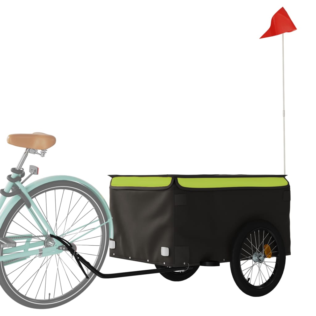 Vidaxl Bicycle Trailer 45 kg de fer noir et vert