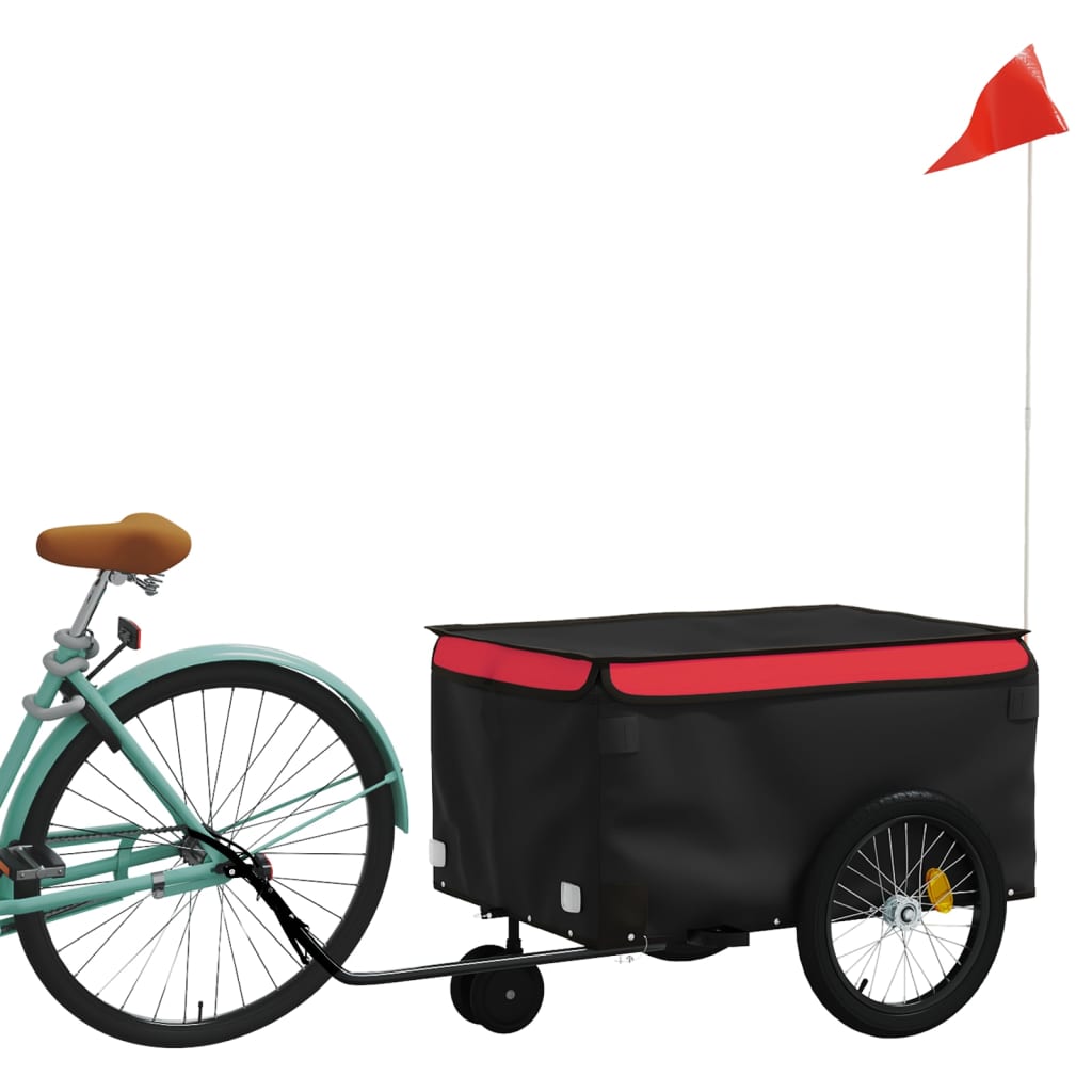 VidaXL remorque à vélo 30 kg fer noir et rouge
