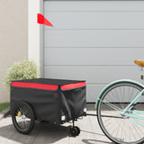 VidaXL remorque à vélo 30 kg fer noir et rouge