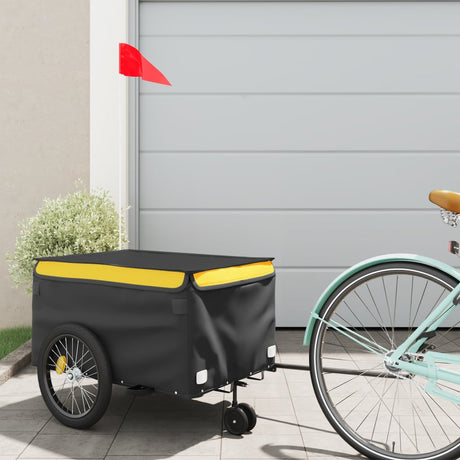 Vidaxxl remorque à vélo 30 kg fer noir et jaune