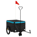 VidaXL remorque à vélo 30 kg fer noir et bleu