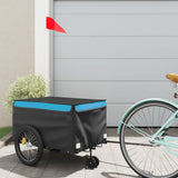 VidaXL remorque à vélo 30 kg fer noir et bleu