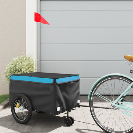 VidaXL remorque à vélo 30 kg fer noir et bleu