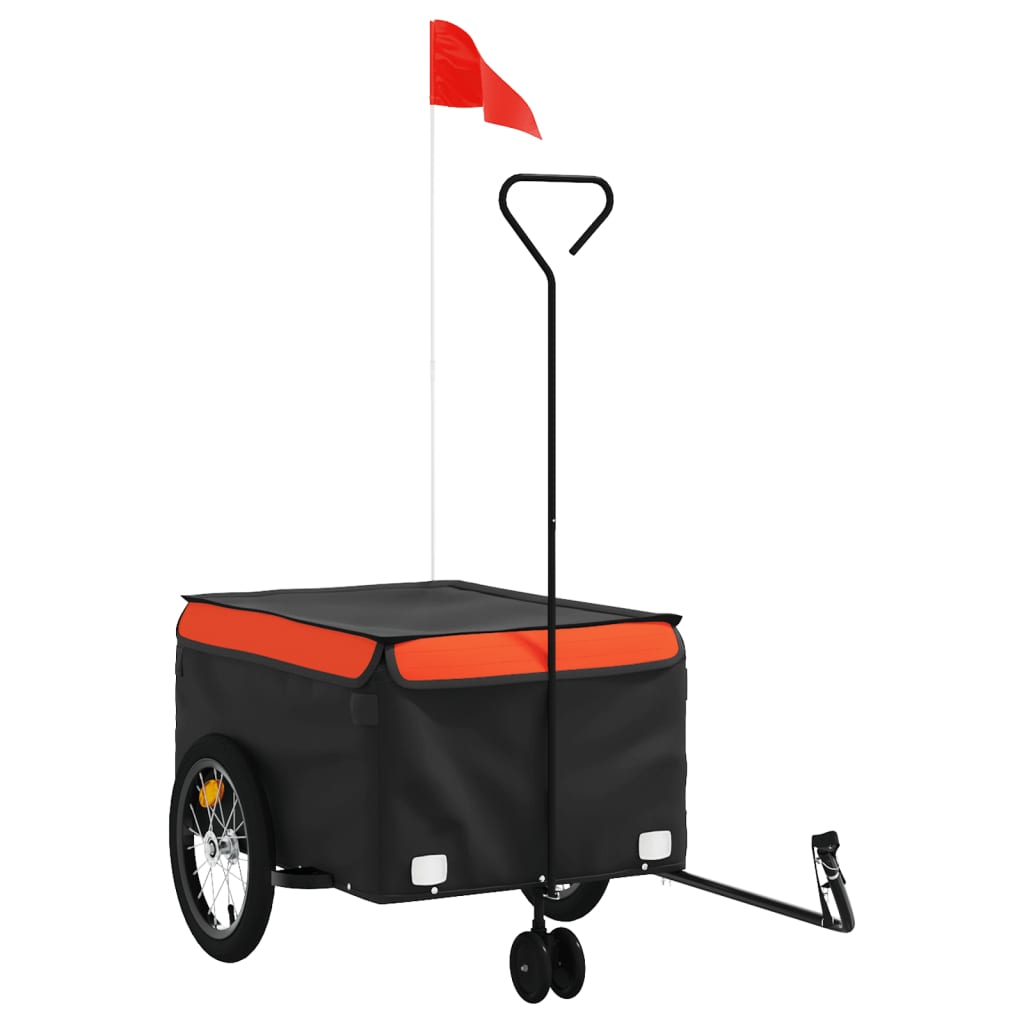 VidaXL remorque à vélo 45 kg fer noir et orange