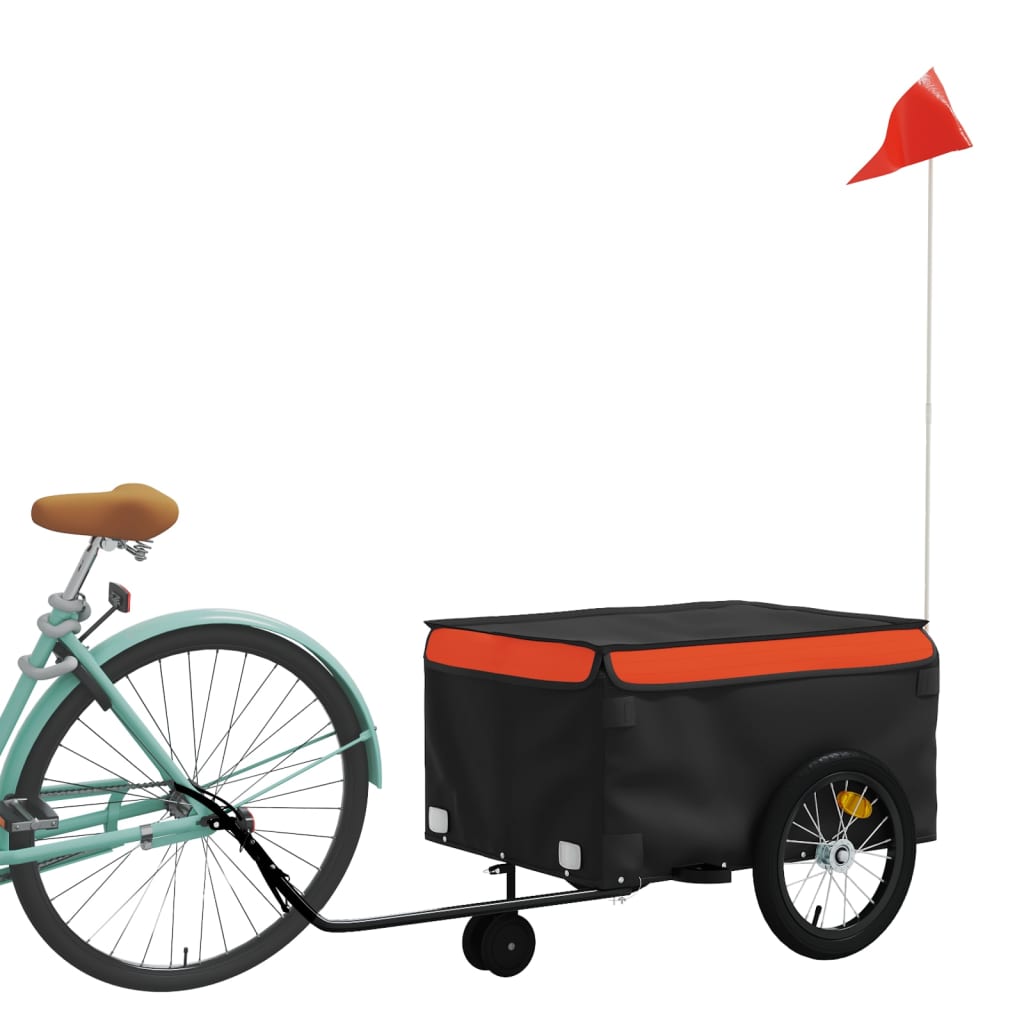 Vidaxl Bicycle Trailer 45 kg jern svart og oransje