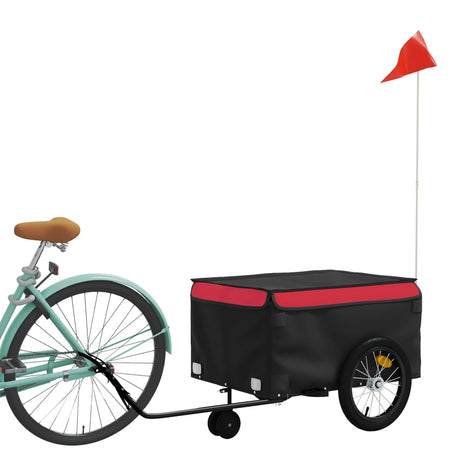 Vidaxxl remorque à vélo 45 kg fer noir et rouge