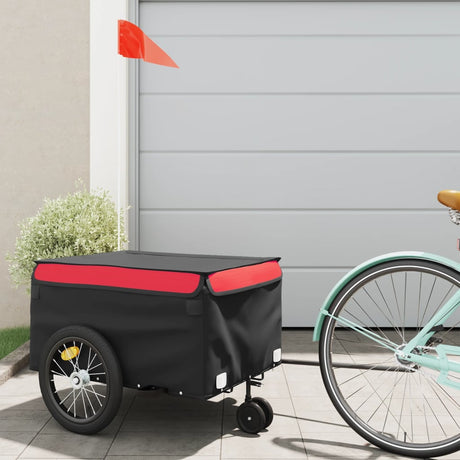 Vidaxxl remorque à vélo 45 kg fer noir et rouge