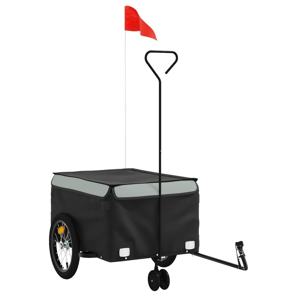 Vidaxxl remorque à vélo 45 kg fer noir et gris