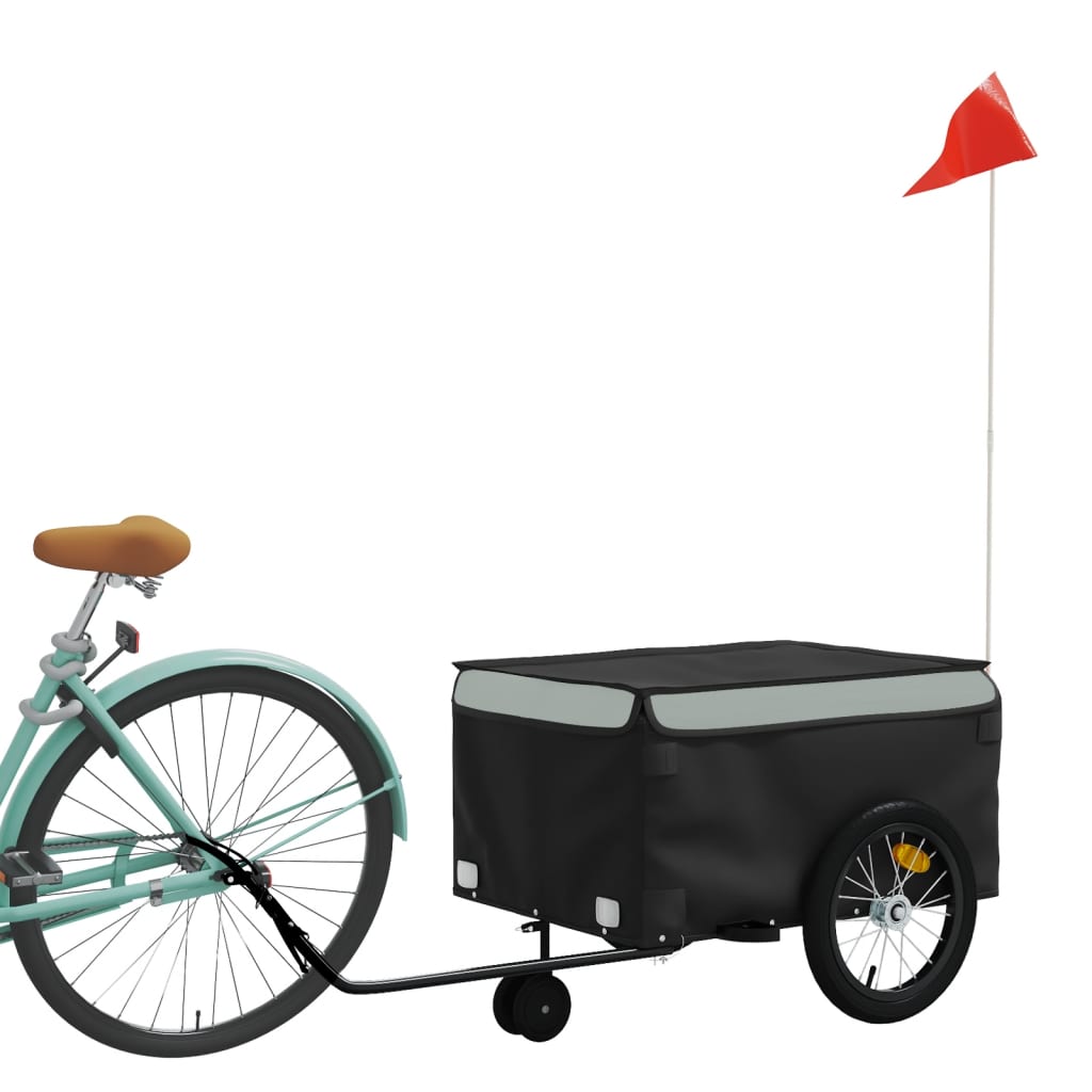 Vidaxl Bicycle Trailer 45 kg de fer noir et gris