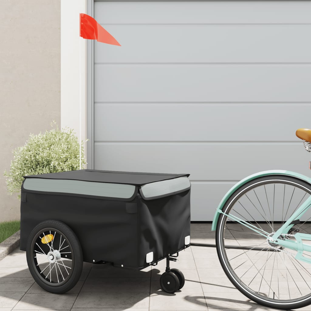 Vidaxl Bicycle Trailer 45 kg de fer noir et gris