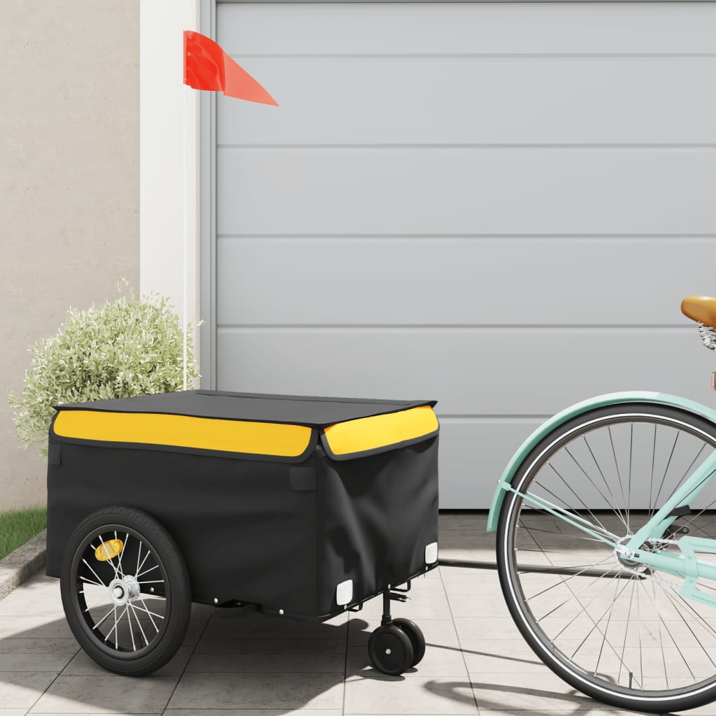 Vidaxxl remorque à vélo 45 kg fer noir et jaune