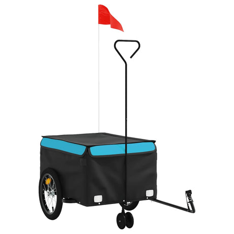 VidaXL remorque à vélo 45 kg fer noir et bleu