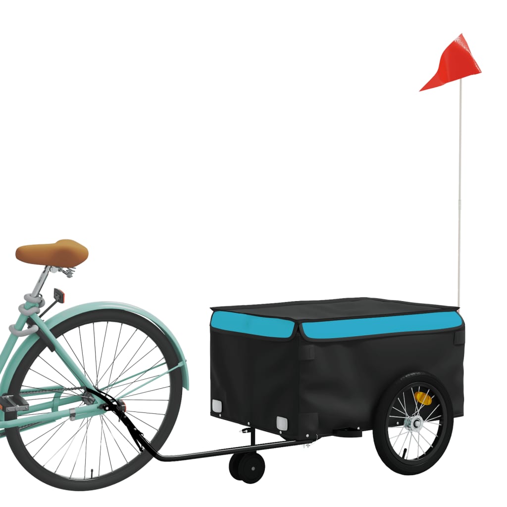 VidaXL remorque à vélo 45 kg fer noir et bleu