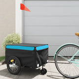 VidaXL remorque à vélo 45 kg fer noir et bleu