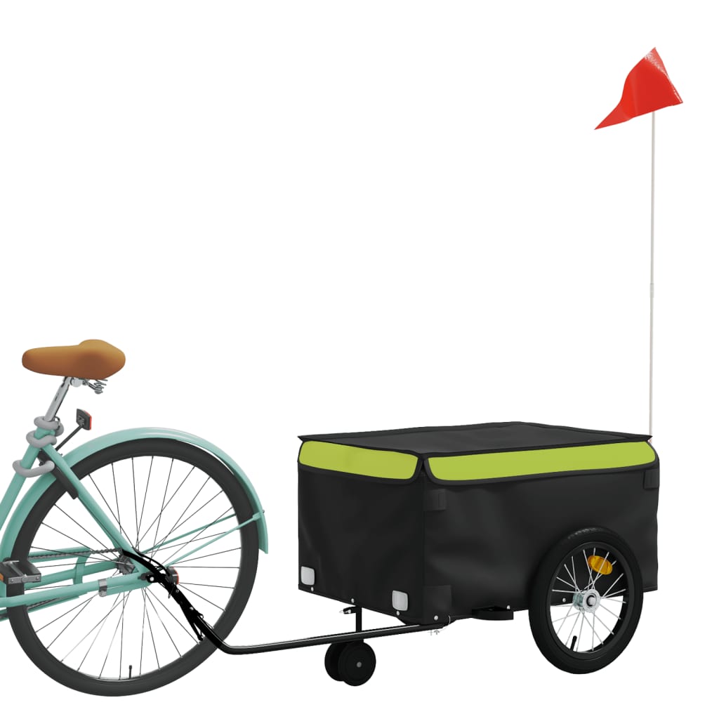 VidaXL remorque à vélo 45 kg fer noir et vert