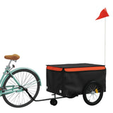 VidaXL remorque à vélo 45 kg fer noir et orange