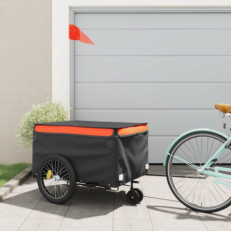 VidaXL remorque à vélo 45 kg fer noir et orange