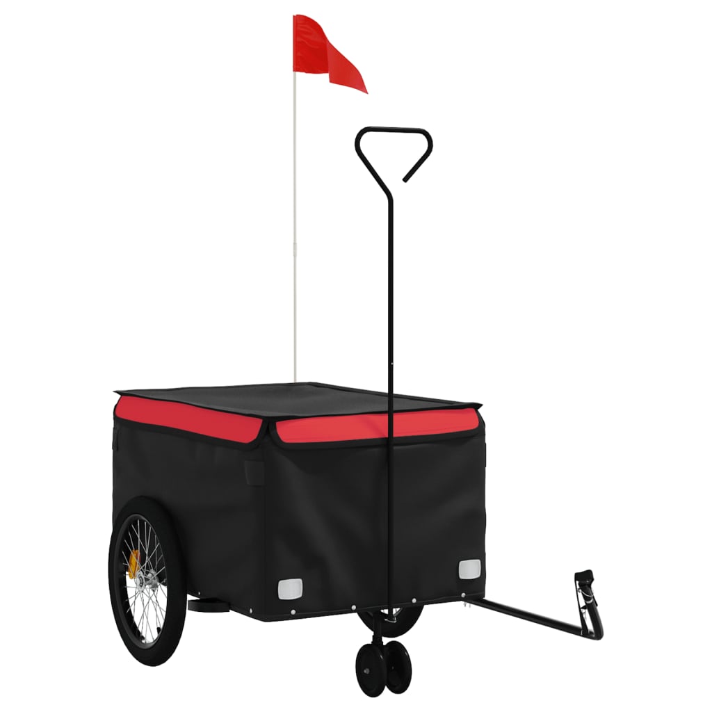 Vidaxl Bicycle Trailer 45 kg de fer noir et rouge