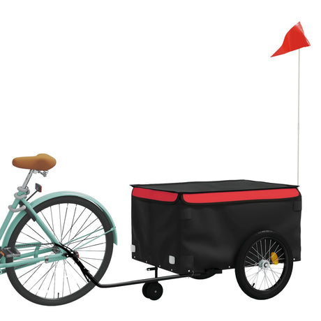 Vidaxxl remorque à vélo 45 kg fer noir et rouge