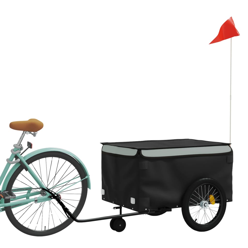 Vidaxxl remorque à vélo 45 kg fer noir et gris