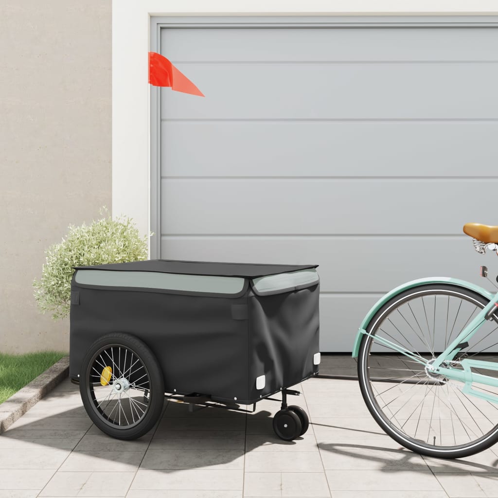 Vidaxxl remorque à vélo 45 kg fer noir et gris