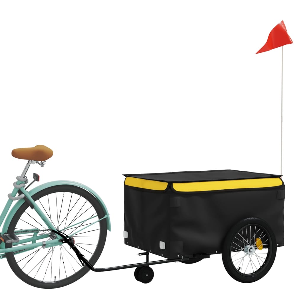 Vidaxxl remorque à vélo 45 kg fer noir et jaune