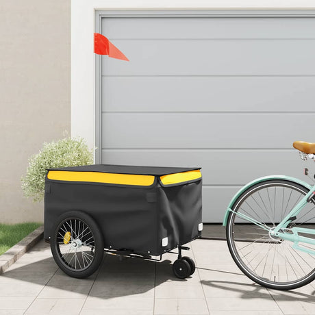 Vidaxxl remorque à vélo 45 kg fer noir et jaune