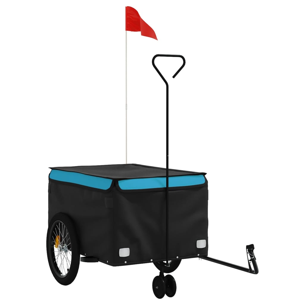 VidaXL remorque à vélo 45 kg fer noir et bleu