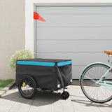 VidaXL remorque à vélo 45 kg fer noir et bleu