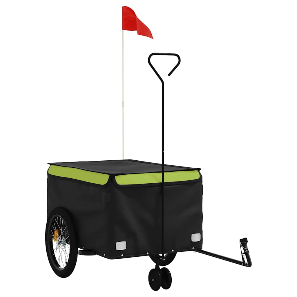 VidaXL remorque à vélo 45 kg fer noir et vert