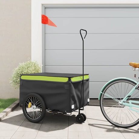VidaXL remorque à vélo 45 kg fer noir et vert