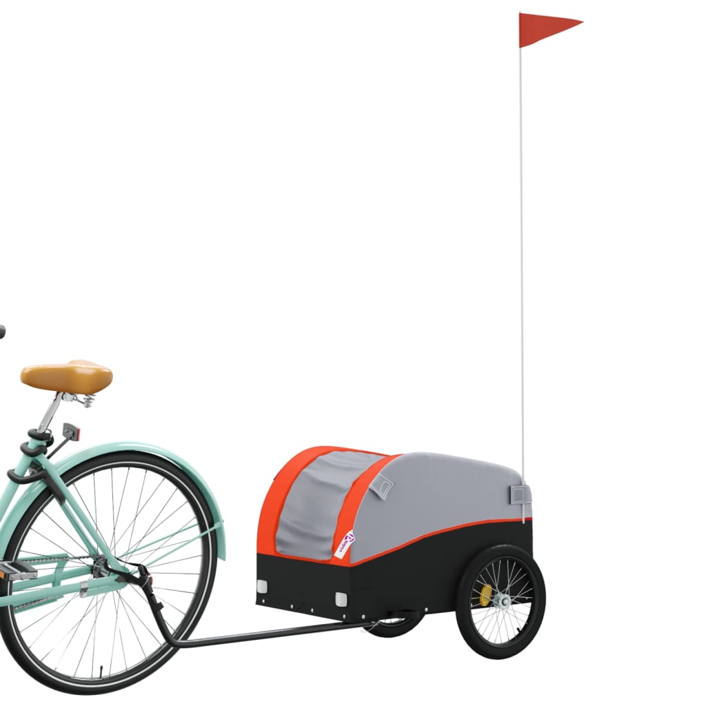 Vidaxl Bicycle Trailer 30 kg Iron Black and Orange