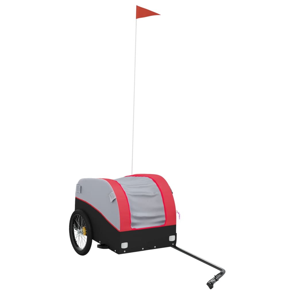 VidaXL remorque à vélo 30 kg fer noir et rouge