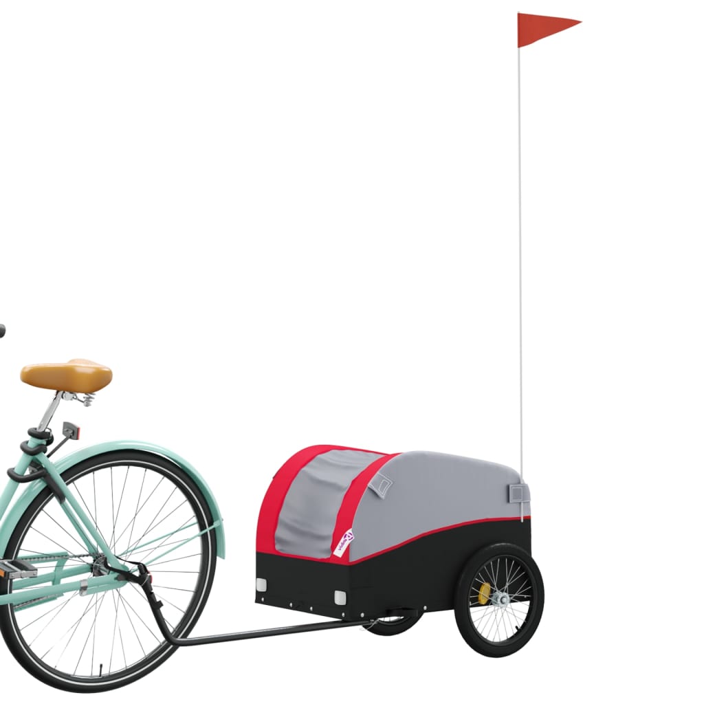 Vidaxl fietstrailer 30 kg ijzer zwart en rood