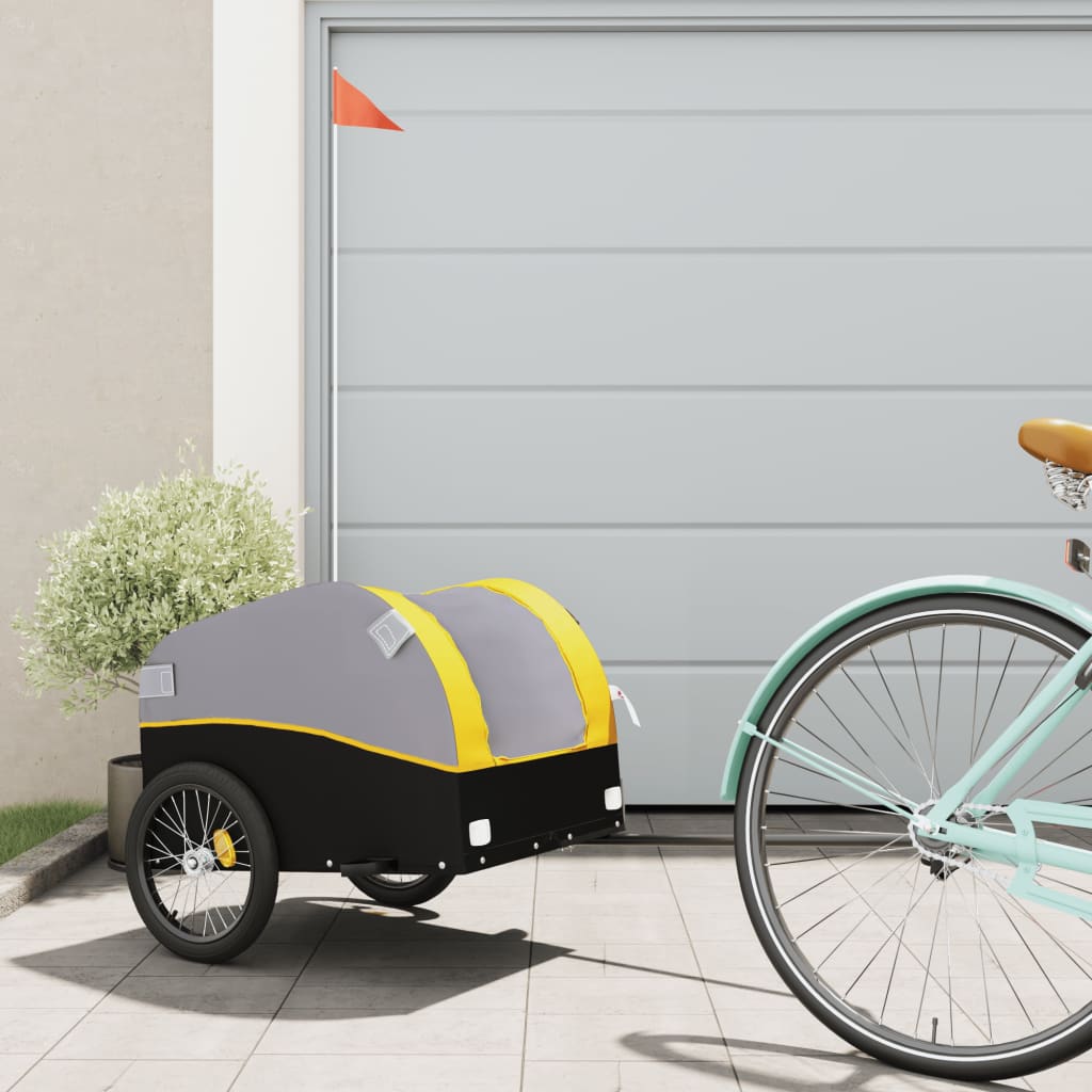 Vidaxl Bicycle Trailer 30 kg železa černá a žlutá